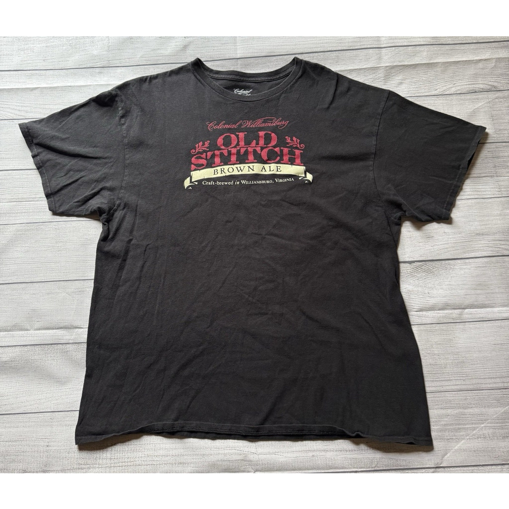 Old Stitch Brown Ale Brewery T Shirt Size XXL Black Benjamin Franklin Quote